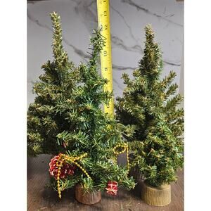 Small Vintage Faux Tiny Village Christmas Trees Lot of 4 13" 12" 11" 5"